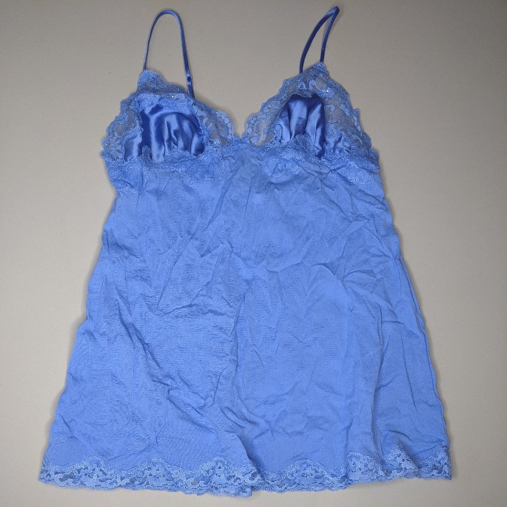 Vintage Satin Periwinkle Lace Lingerie Cute Sexy (S) Victoria's Secret